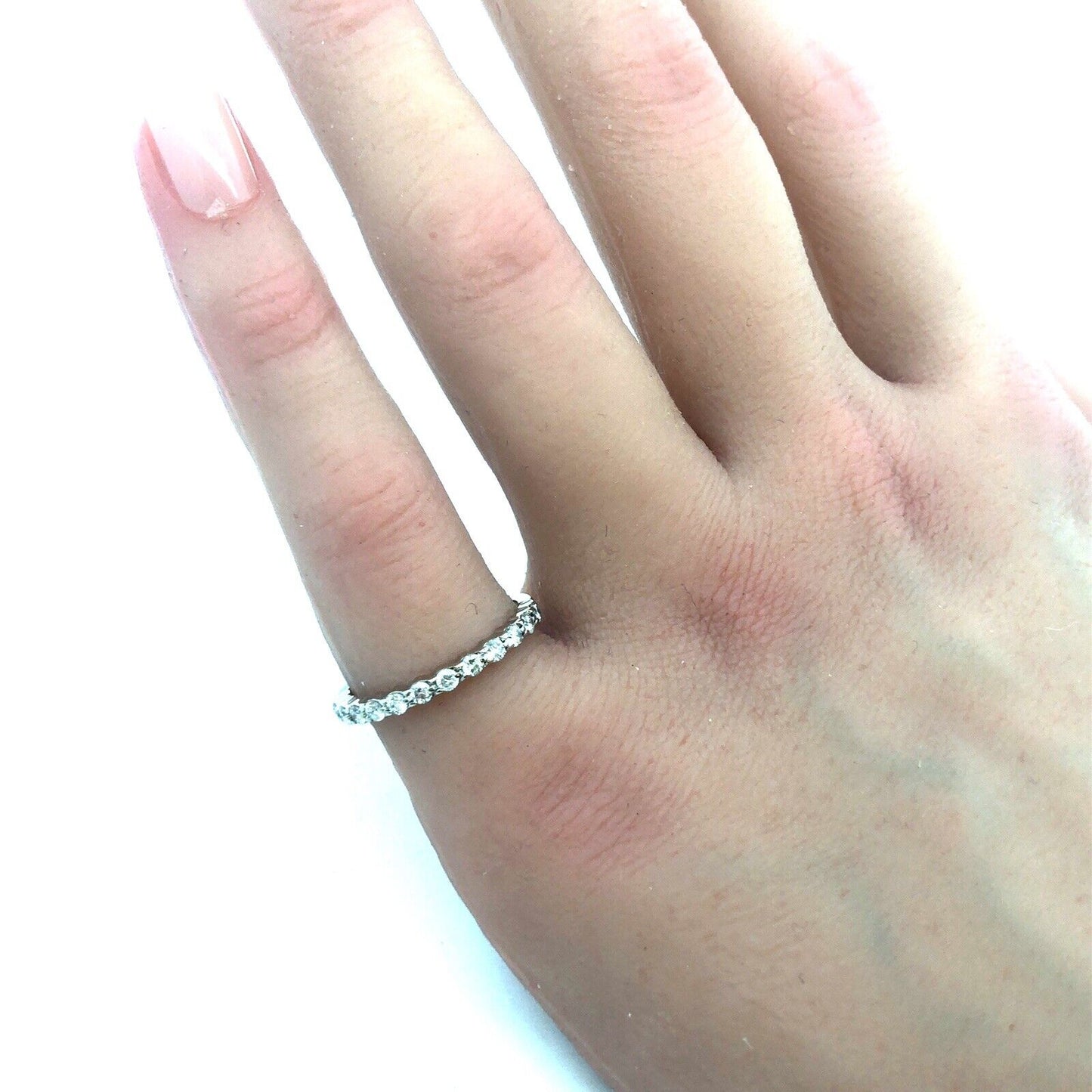 Designer 14K White Gold Round Diamond Stackable Wedding Band Ring