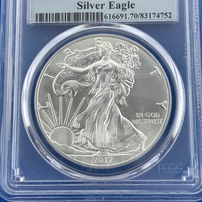 2017 $1 American Silver Eagle 1 oz 999 Fine Silver PCGS MS70 First Strike Coin