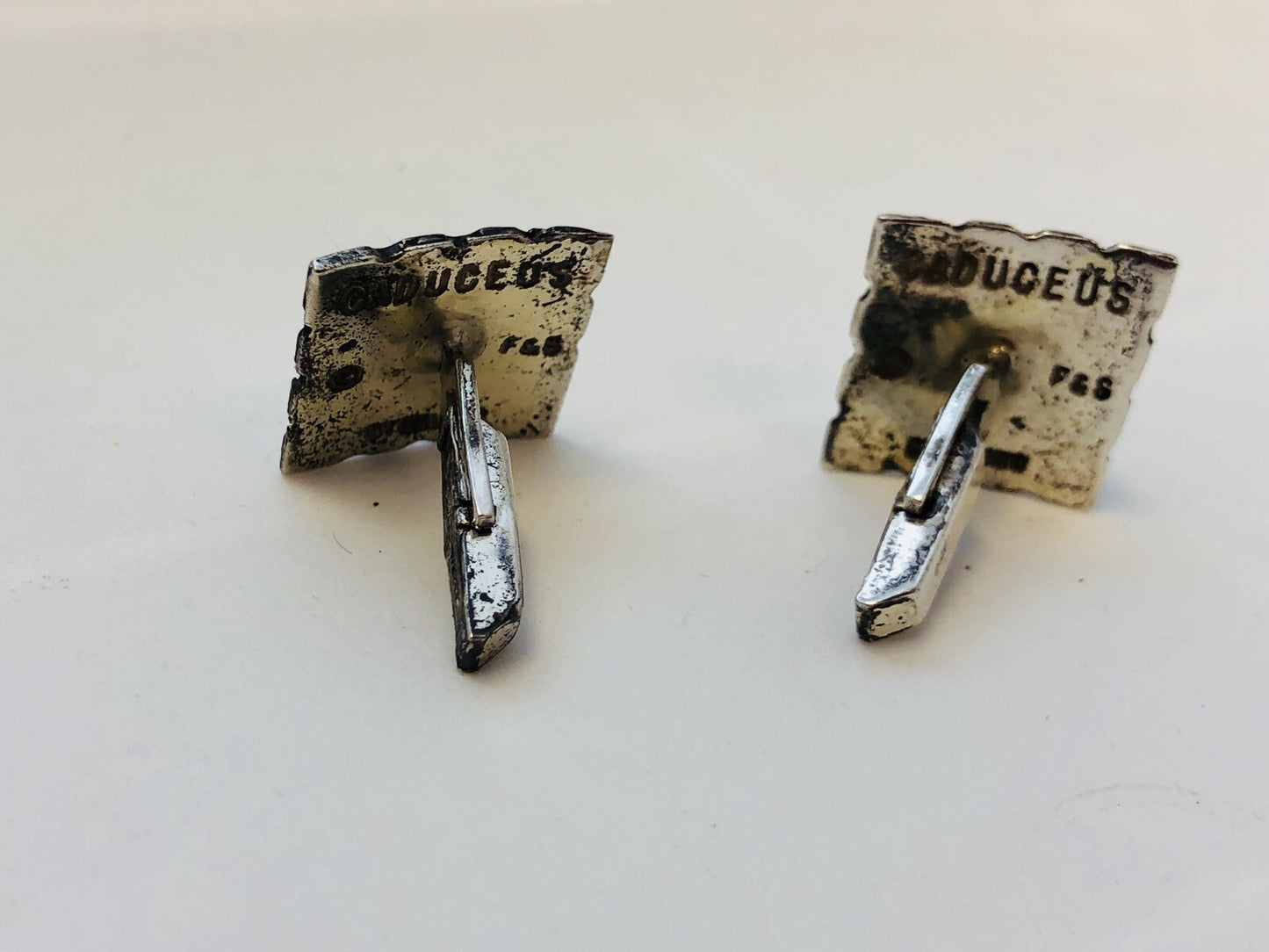 Vintage Sterling Silver Fenwick & Sailors Cadueces Doctor Medical Cuff Links