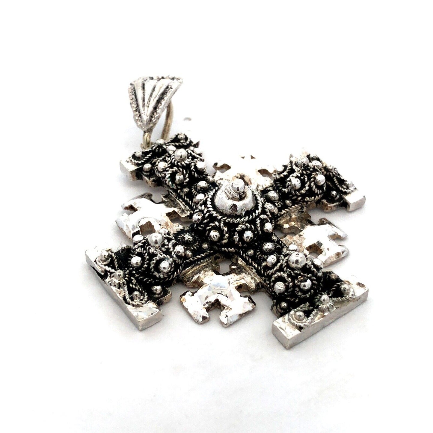 Designer Bethlehem 925 Sterling Silver Jerusalem Cross Statement Pendant