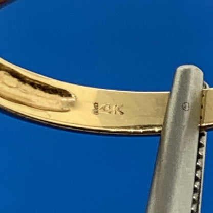 14K Yellow Gold Estate Oval Blue Sapphire Size 6.75 Stackable Band Ring