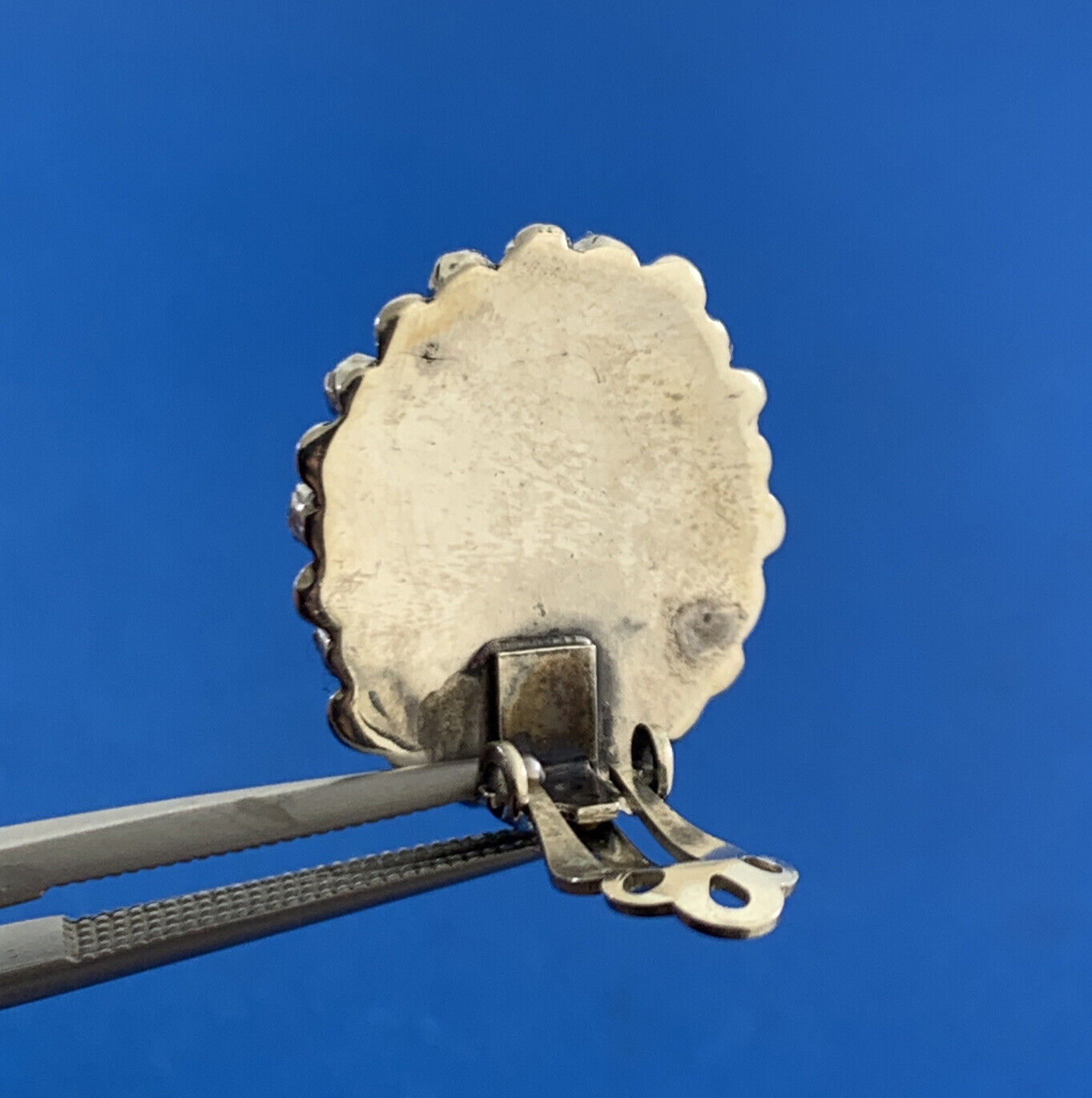 Turquoise Cabochon 925 Sterling Silver Native American Clip On Earrings