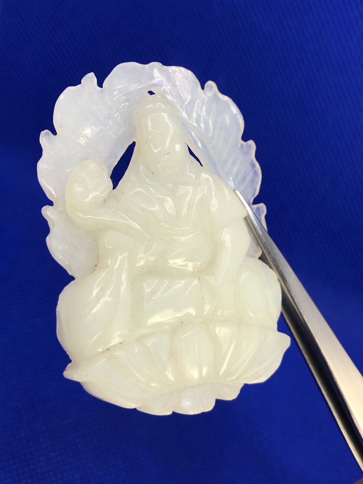 Green Jade Carved Buddha Good Luck Prosperity Statement Pendant