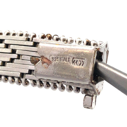 Designer 925 Sterling Silver Bronze Two Tone Herringbone Chevron Bracelet