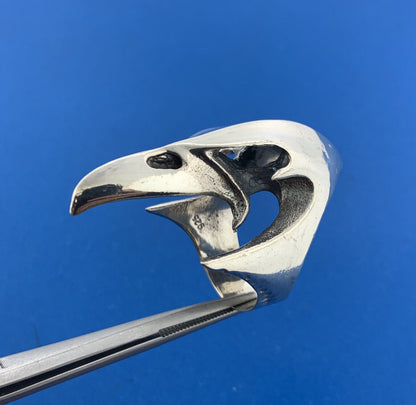 Sterling Silver 925 Eagle Phoenix Skull Biker's Guardian Statement Ring