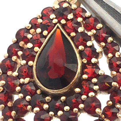 Designer Silver Gold Vermeil Pear Round Garnet Statement Pendant