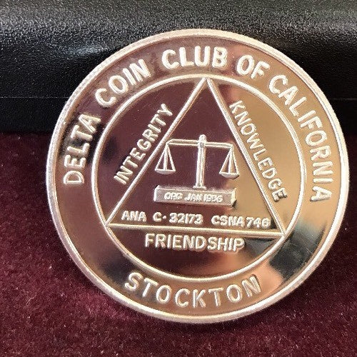 1996 Delta Coin Club of Stockton 40th Annv/Stockton's 150th Annv .999 Silver Rnd
