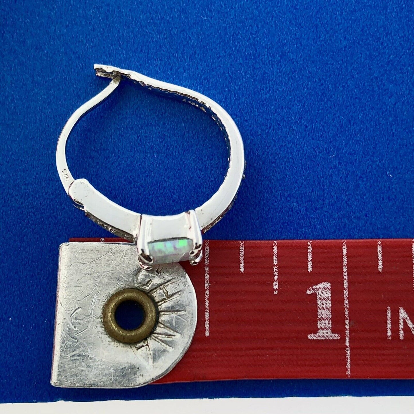 Designer MD 925 Sterling Silver Opal Diamond October Petite Hoop Earrings