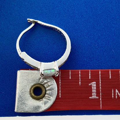 Designer MD 925 Sterling Silver Opal Diamond October Petite Hoop Earrings