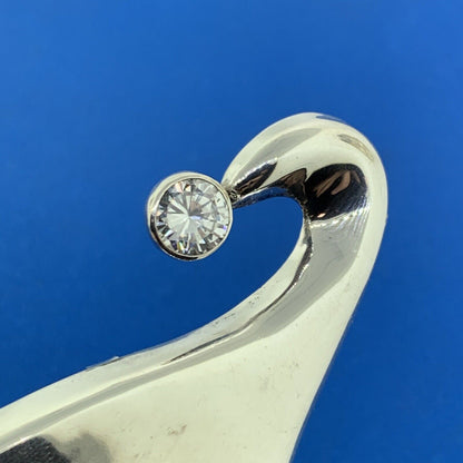 Taxco 925 Sterling Silver Cubic Zirconia Modernist Santa Hat Brooch Pendant