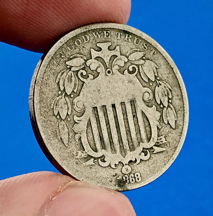 1868 P Shield Nickel Variety 2 Scarce Rare Better Key Philadelphia Mint Coin