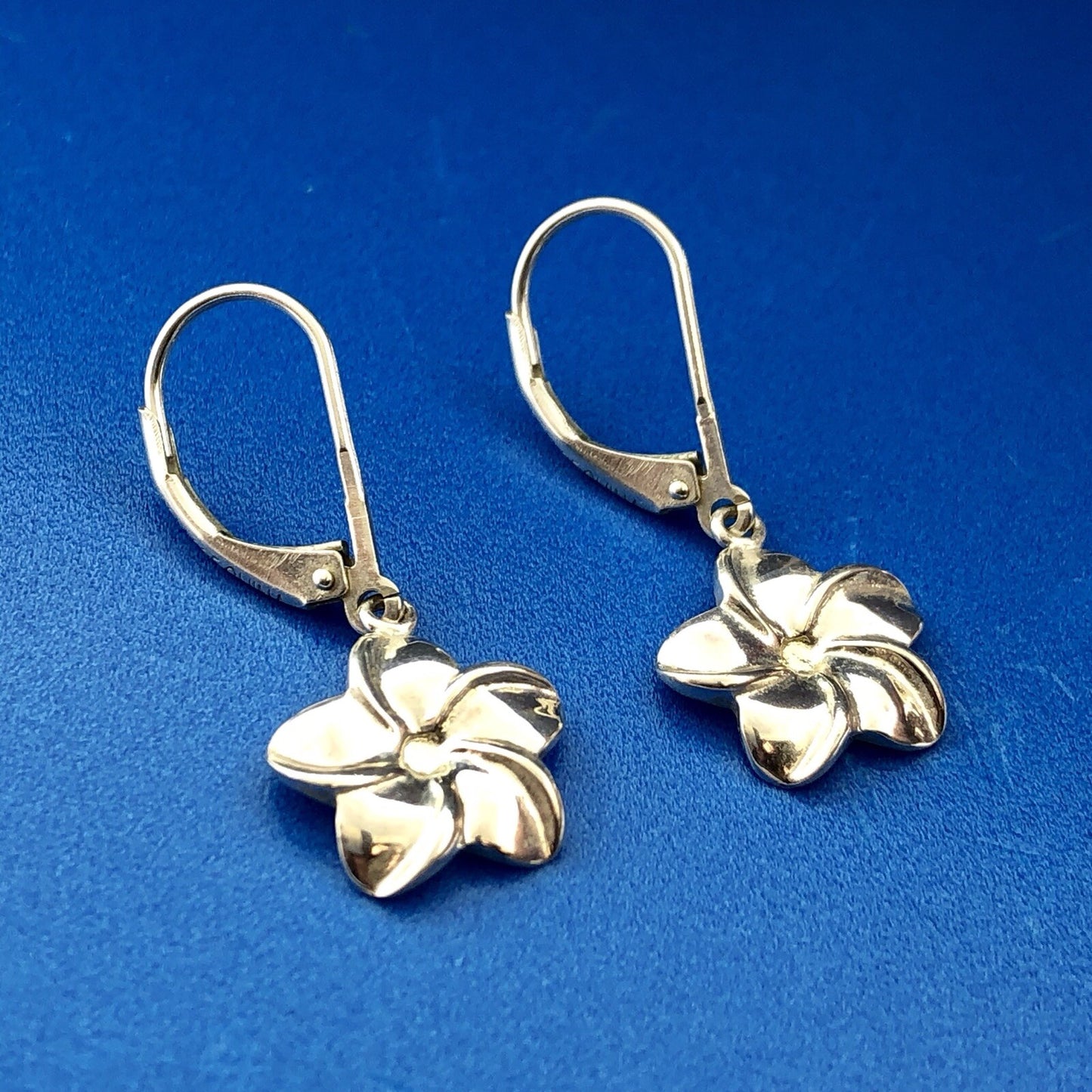 Jacmel Mauritius JCM Sterling Silver Flower Peony Plumeria Drop Dangle Earrings
