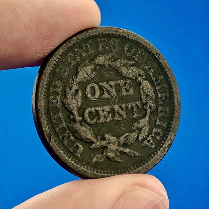 1845 Braided Hair Large Cent 1c Penny Philadelphia Mint Early American Copper