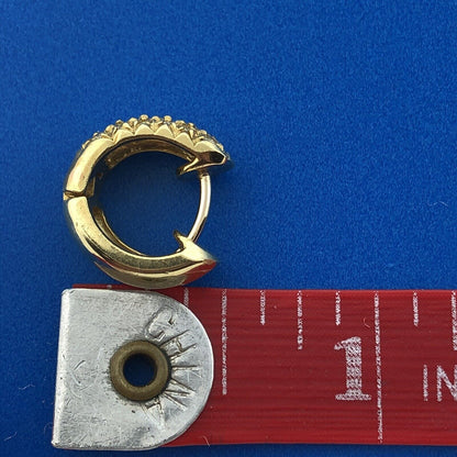 Estate 14K Yellow Gold Canary Diamond Huggy Hoop Earrings