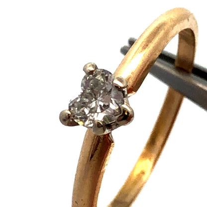 Designer 14K Yellow Gold Heart Cut Diamond Solitaire Promise Engagement Ring