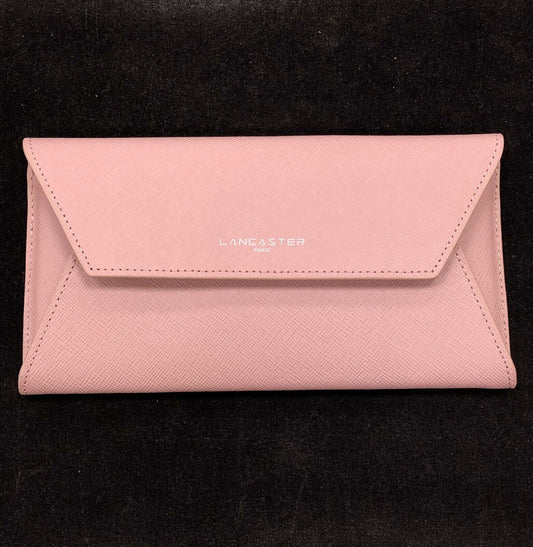 Lancaster Paris Taupe Purple Leather Large Flat Wallet NIB