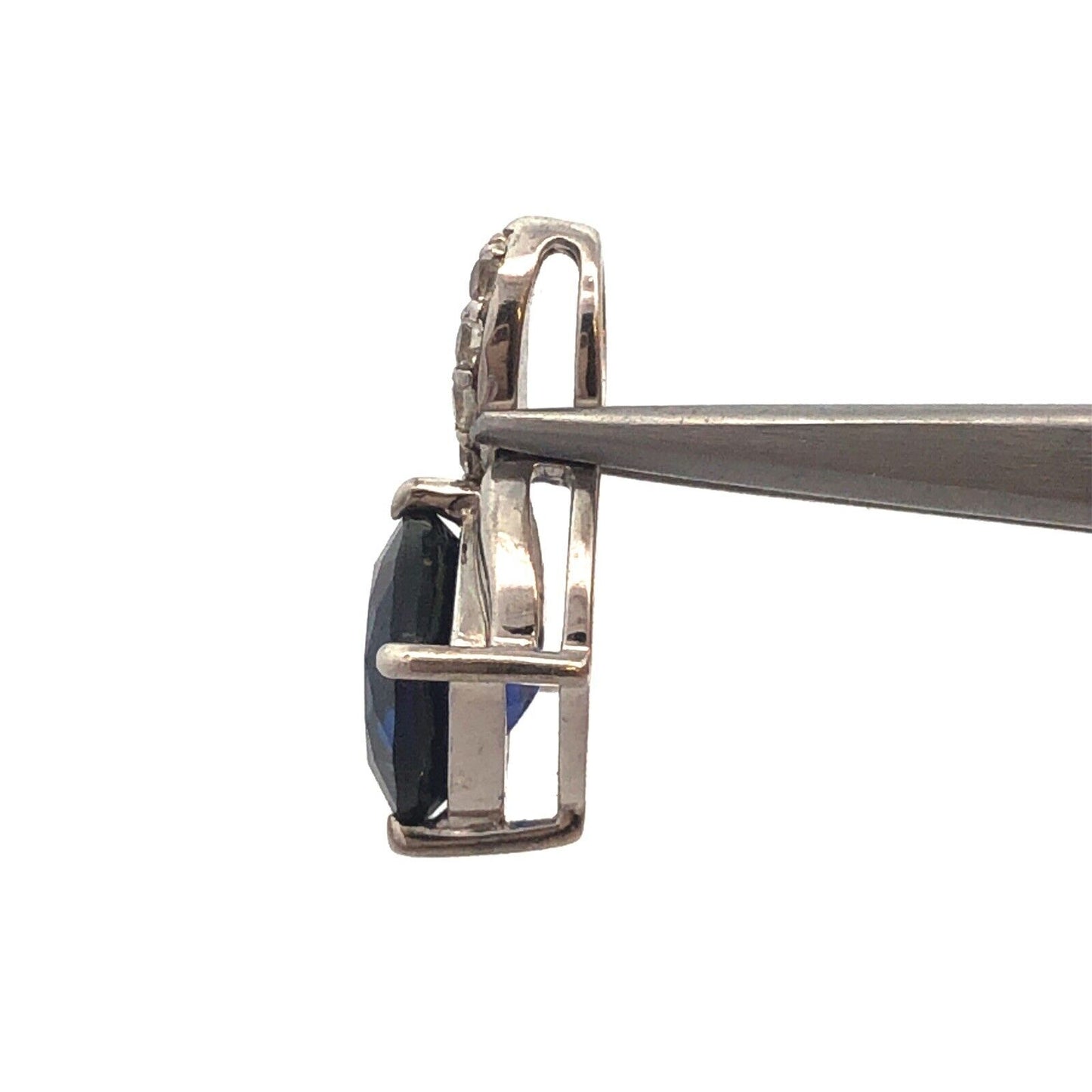 Designer SAI 925 Sterling Silver Blue Sapphire Diamond Accent Infinity Pendant