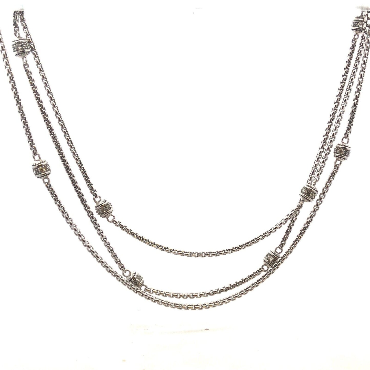 Designer Judith Ripka 925 Sterling Silver Cubic Zirconia Layering Chain Necklace