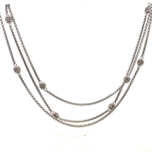 Designer Judith Ripka 925 Sterling Silver Cubic Zirconia Layering Chain Necklace