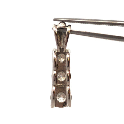 10K White Gold Three Diamond Anniversary Eternity Infinity Pendant