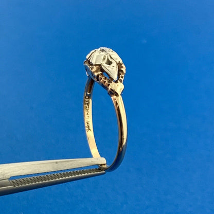 Designer Garland 14k Yellow Gold Round Cut Diamond Regal Setting Ring Size 6