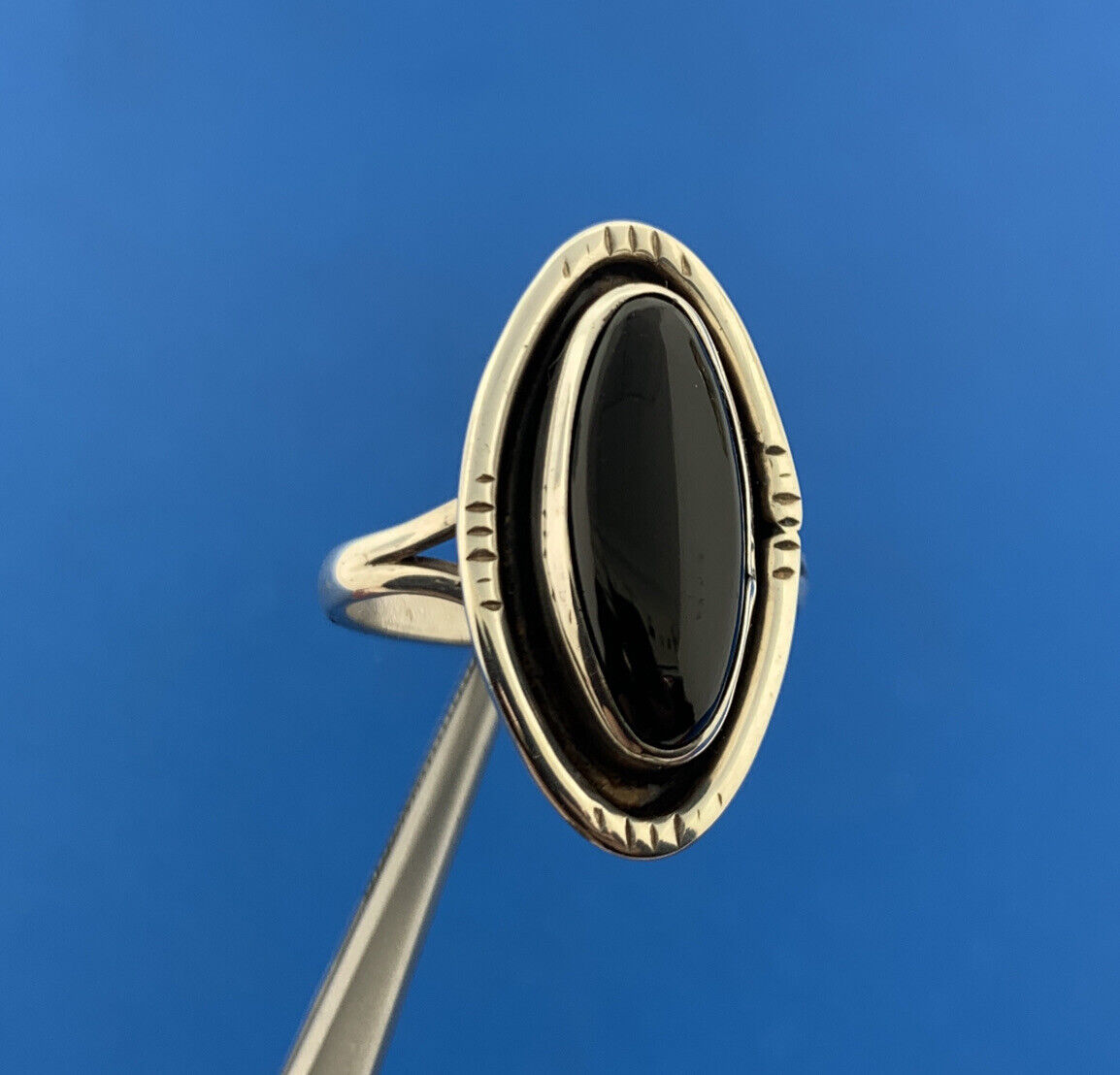 Designer ALEX Sterling Silver 925 Cabochon Black Onyx Finger Ring Size 8.5