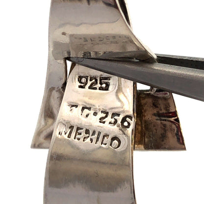 Taxco 925 Sterling Silver Hammered Polished Modernist Triangle Dangle Earrings