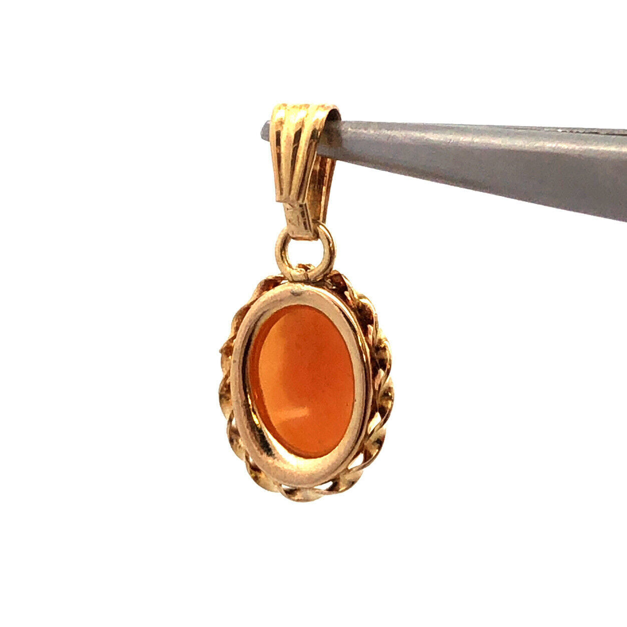 Vintage 14K Yellow Gold Oval Cameo Bust Petite Pendant