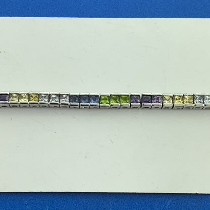 FAS Citrine White Purple Amethyst Peridot Blue Tourmaline Sterling Tennis Bracel
