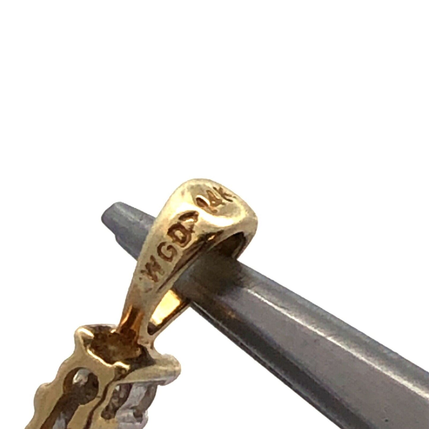 14K Yellow Gold Designer WGD Diamond Infinity Eternity Anniversary Bar Pendant