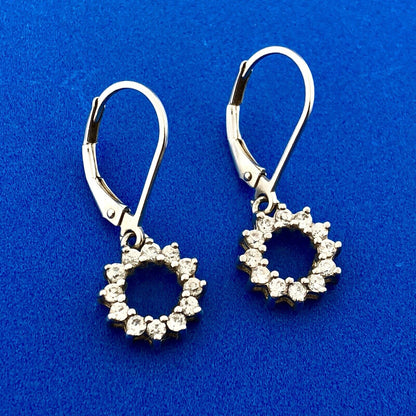 Designer 925 Sterling Silver Cubic Zirconia CZ Infinity Circle Dangle Earrings