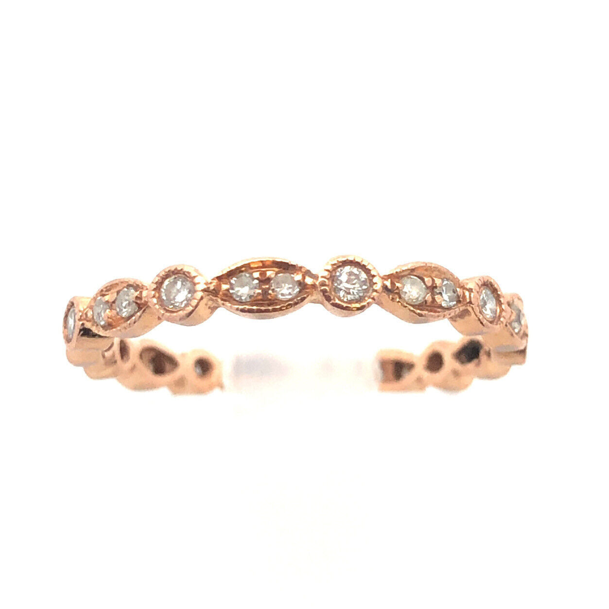 14K Rose Gold Diamond Eternity Infinity Wedding Anniversary Band Ring