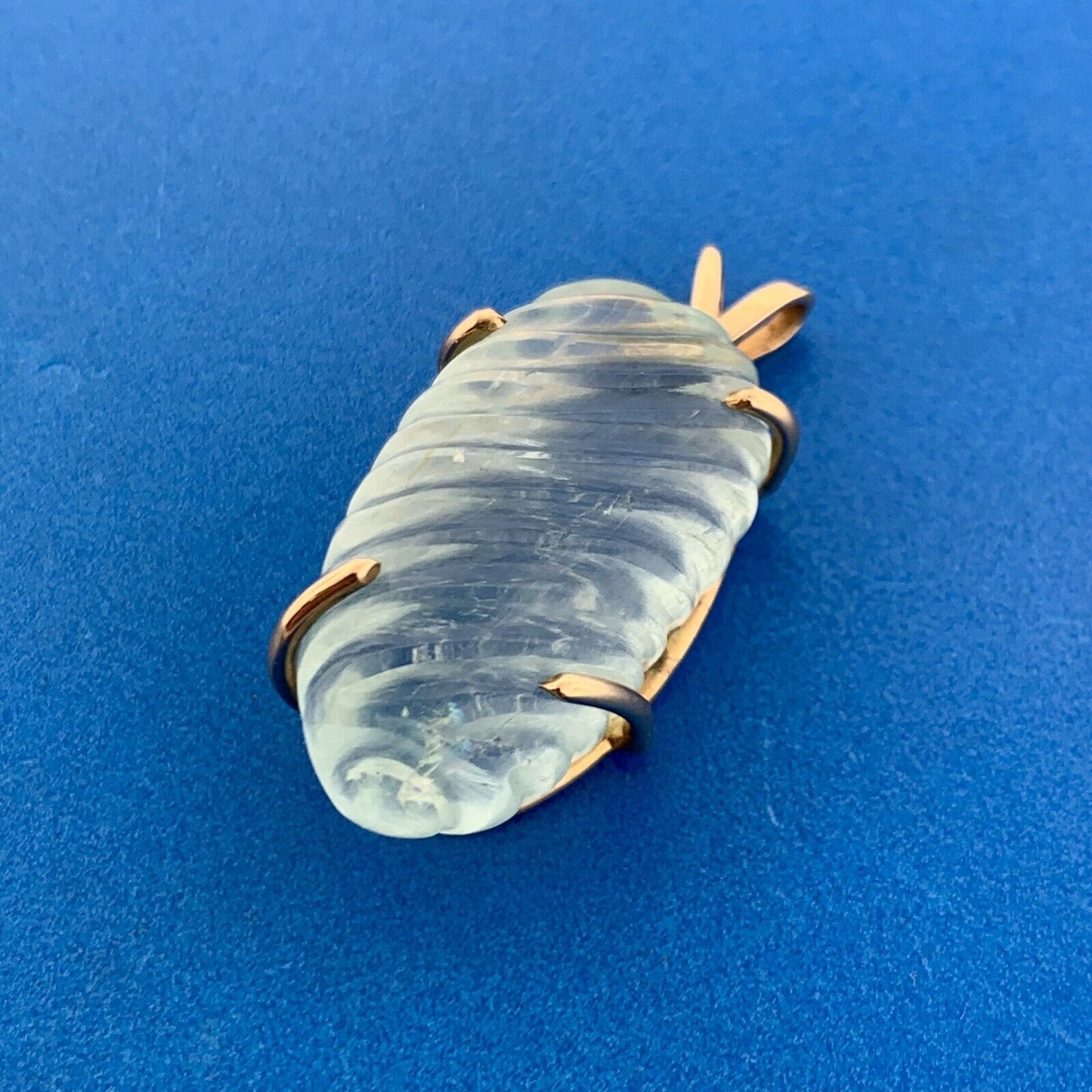 Artisan 14k Yellow Gold Green Tourmaline Carved Joy Vitality Nourishment Pendant