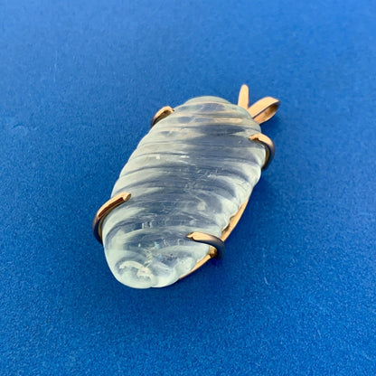 Artisan 14k Yellow Gold Green Tourmaline Carved Joy Vitality Nourishment Pendant