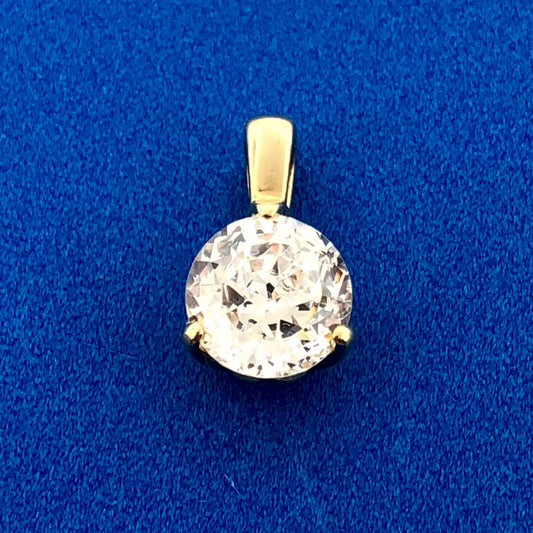 14k Yellow Gold Designer Cubic Zirconia CZ Solitaire Bridal Charm Pendant