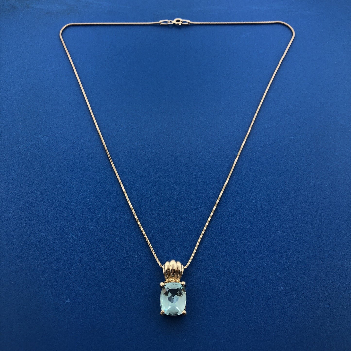 Designer CAA Sterling Silver 925 18K Yellow Gold Blue Topaz Necklace