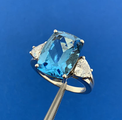 Sterling Silver 925 Blue Topaz Cubic Zirconia Accent Statement Ring