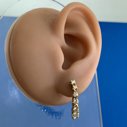 14K Yellow Gold Graduated Round Diamond Statement Stud Earrings