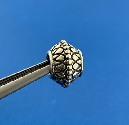 Pandora Sterling Silver 925 Teardrop Pebbled Ribbed Slide Bracelet Spacer Charm
