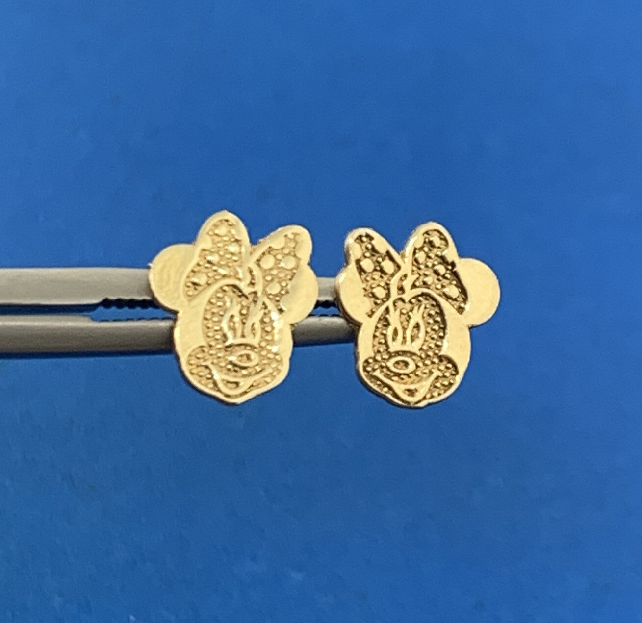 Disney Jacmel Mauritius JCM 10K Yellow Gold Minnie Mouse Stud Earrings
