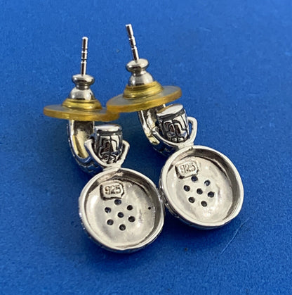 925 Sterling Silver Cubic Zirconia Circle Statement Stud Dangle Earrings