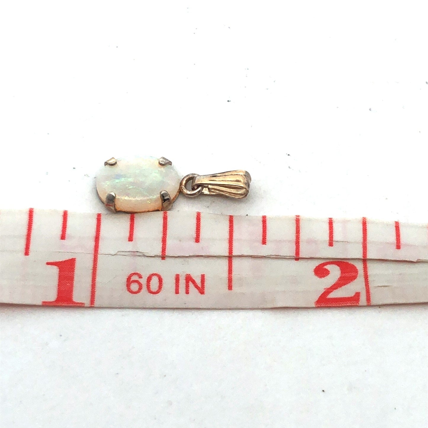 Vintage 14K Yellow Gold Oval Opal October Birthday Sweetheart Pendant