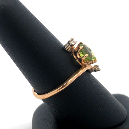 Modernistic 14K Yellow Gold Peridot Diamond Accent August Birthstone Ring