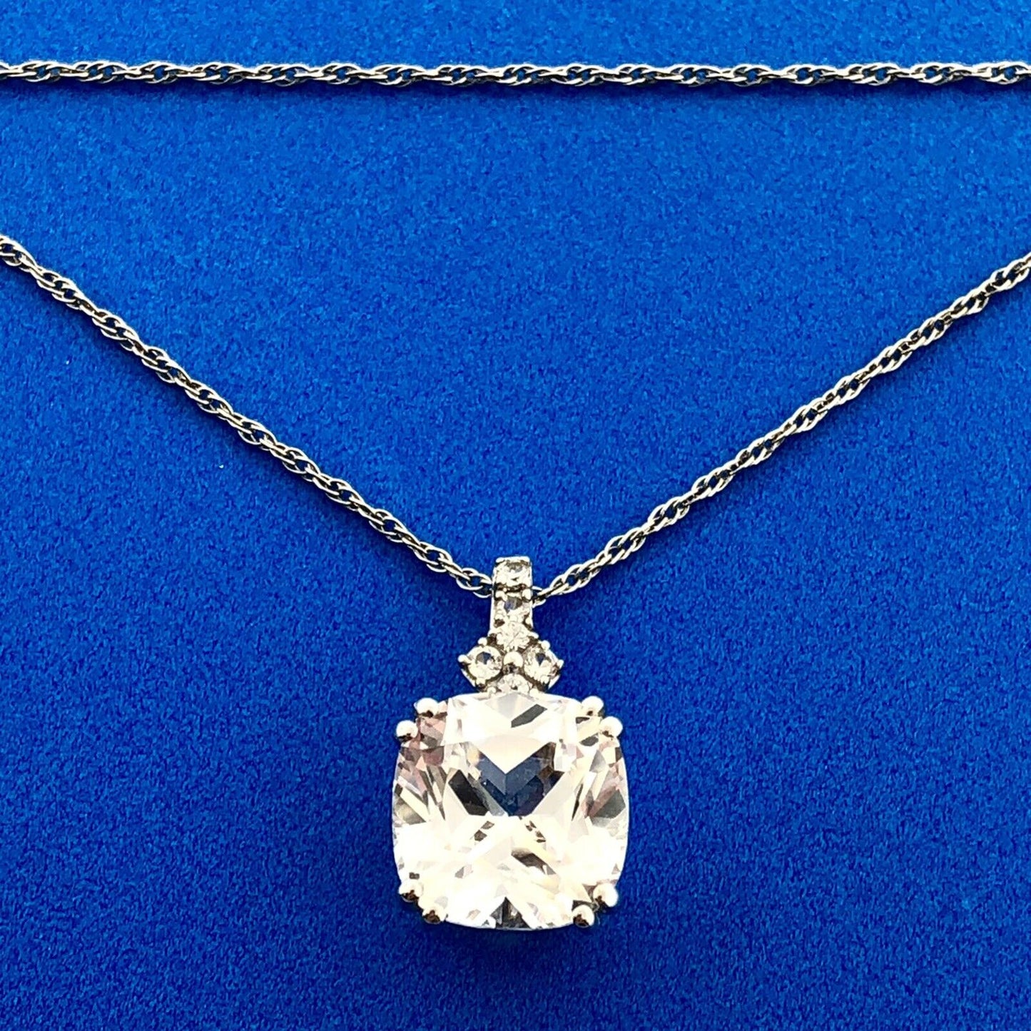Designer 925 Sterling Silver White Topaz Diamond November Pendant Necklace