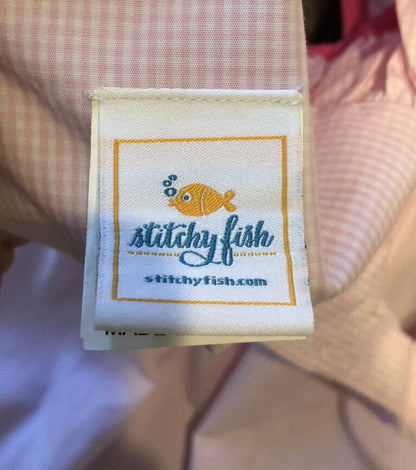 Designer Stitch Fish Girls Size 5 Light Pink White Gingham Checker Bow Dress