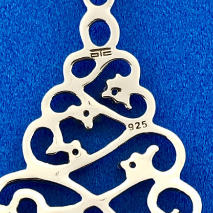 Stunning Sterling Silver 925 Round Cut Diamond Evergreen Christmas Tree Pendant