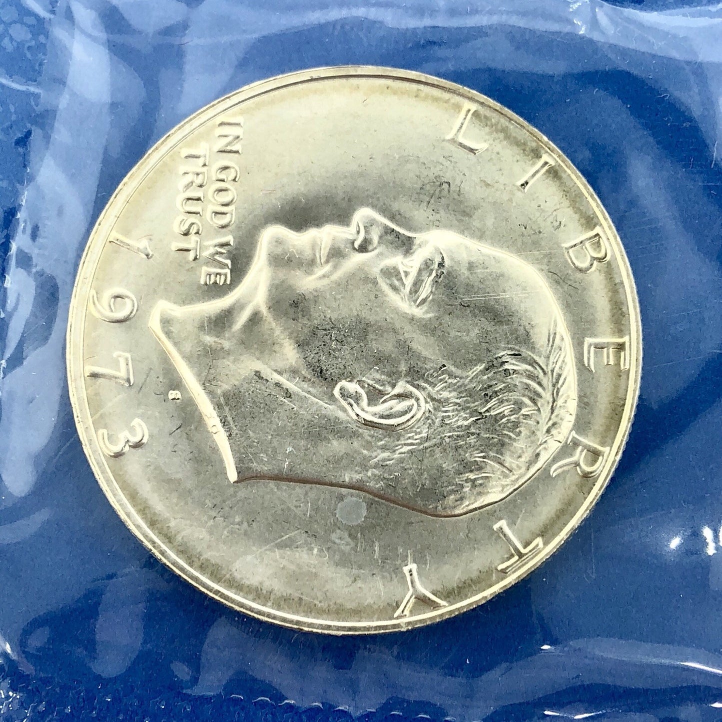 1973 S $1 Silver Eisenhower Gem Uncirculated Key Date 40% Coinage OMP Blue Env