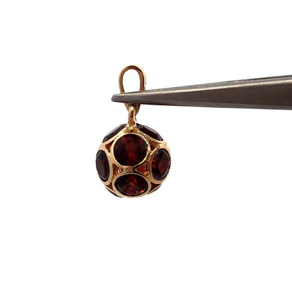 CID 14K Yellow Gold Round Red Garnet Ball January Anniversary Charm Pendant