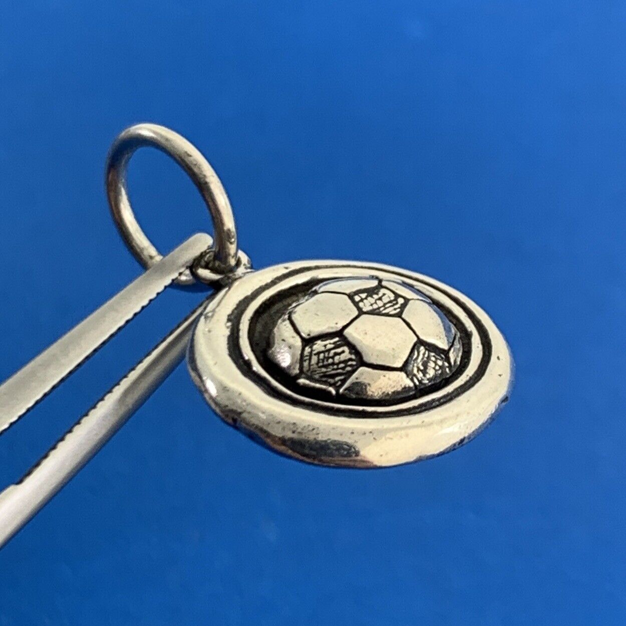 Designer Waxing Poetic 925 Sterling Silver Soccer Ball Round Charm Pendant