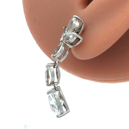 White Topaz 925 Sterling Silver Marquise Pear Dangle Drop Stud Earrings NWT